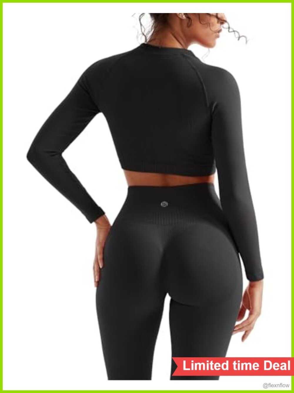 Seamless Ribbed 2 Pc Workout Set Scrunch Butt Lifting Leggings & Crop Top
